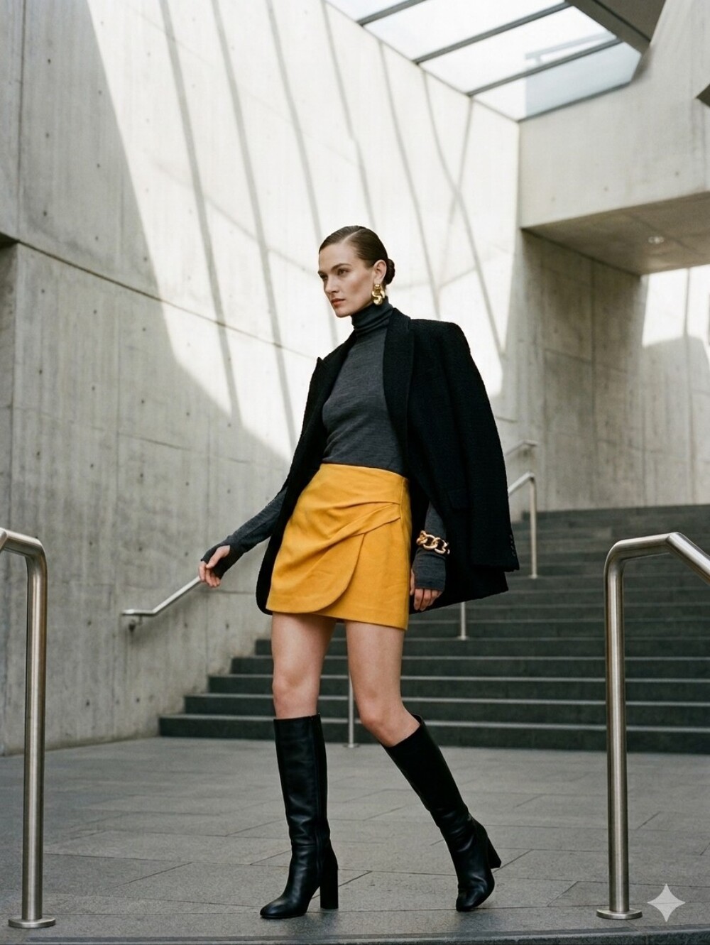 Chloe Mustard Draped Mini Skirt